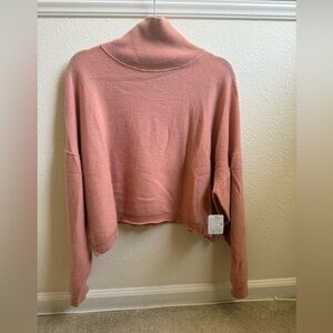 Free People “So Low So High” 100% Cashmere Turtleneck Sweater, Rose, Small, NWT